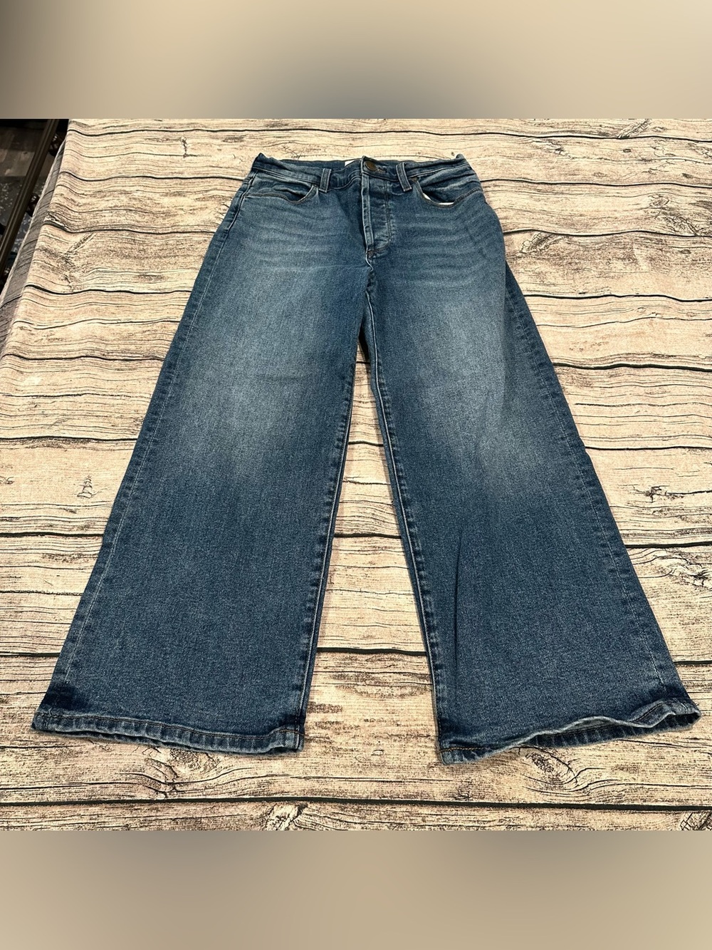 Evereve High Rise Fit The Ever Trouser Wide Leg Women’s Jeans Cropped Size 27